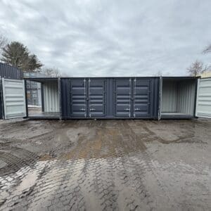 40′ x 8′ x 9.5′ Tall -New *High Cube**FOUR SIDE DOOR OPENINGS** Shipping/Storage Container – Wind and Watertight – DK GRAY