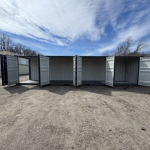 40′ x 8′ x 9.5′ Tall -New *High Cube**FOUR SIDE DOOR OPENINGS** Shipping/Storage Container – Wind and Watertight – DK GRAY