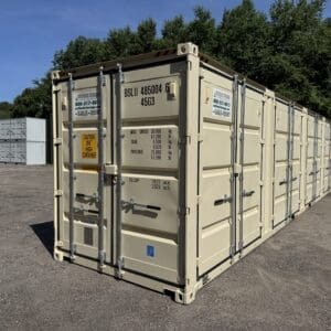 40′ x 8′ x 9.5′ Tall -New *High Cube**FOUR SIDE DOOR OPENINGS** Shipping/Storage Container – Wind and Watertight – BEIGE