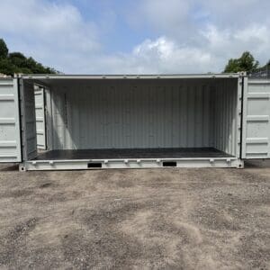 20′ x 8′ x 8.5′ Tall– New **OPEN SIDE**Shipping/Storage Container-STANDARD HEIGHT– Wind and Watertight – GRAY