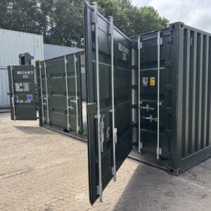 20′ x 8′ x 8.5′ Tall– New **OPEN SIDE**Shipping/Storage Container-STANDARD HEIGHT– Wind and Watertight – GREEN