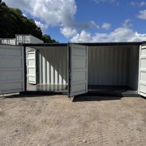 20′ x 8′ x 8.5′ Tall– New **2 SETS OF DOORS ON THE LONG SIDE** Shipping/Storage Container – Wind and Watertight – GRAY