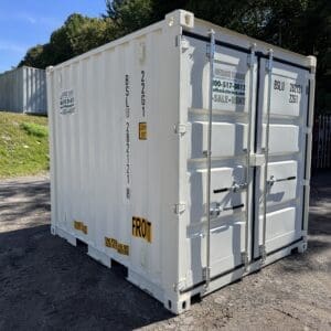 10′ x 8′ x 8.5′ Tall– New Shipping/Storage Container – Wind and Watertight – WHITE