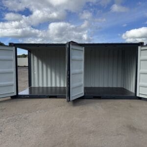 20′ x 8′ x 8.5′ Tall– New **2 SETS OF DOORS ON THE LONG SIDE** Shipping/Storage Container – Wind and Watertight – GRAY
