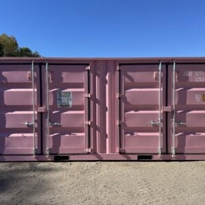 20′ x 8′ x 8.5′ Tall– New **2 SETS OF DOORS ON THE LONG SIDE** Shipping/Storage Container – Wind and Watertight – PINK