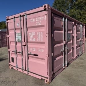 20′ x 8′ x 8.5′ Tall– New **2 SETS OF DOORS ON THE LONG SIDE** Shipping/Storage Container – Wind and Watertight – PINK