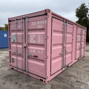 20′ x 8′ x 8.5′ Tall– New **2 SETS OF DOORS ON THE LONG SIDE** Shipping/Storage Container – Wind and Watertight – PINK