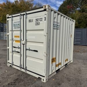 10′ x 8′ x 8.5′ Tall– New Shipping/Storage Container – Wind and Watertight – WHITE